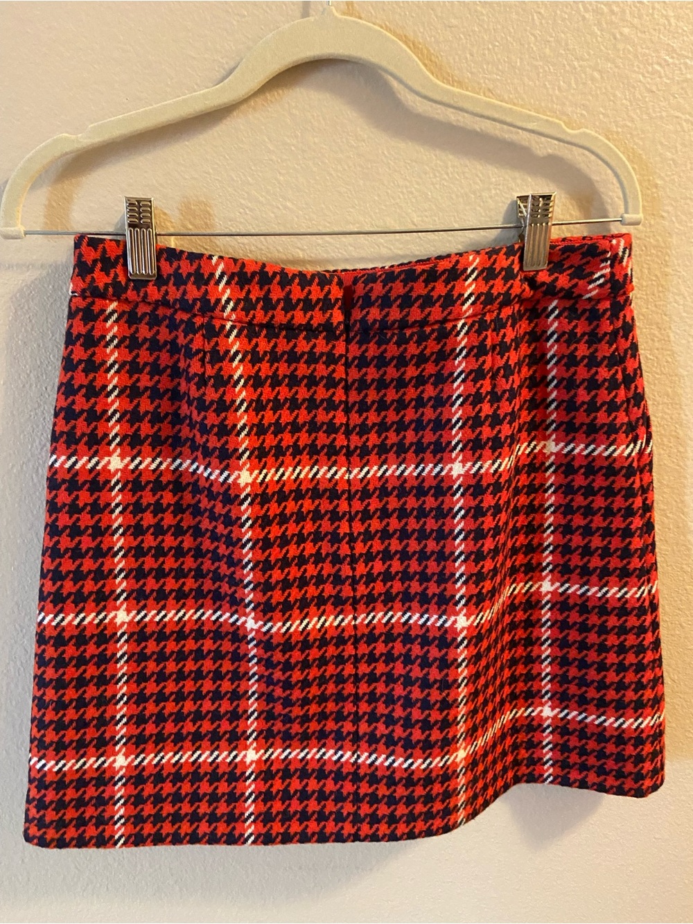 Boden Red and Black Plaid Houndstooth Mini Skirt